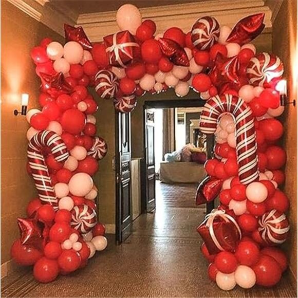 Christmas Balloon Arch Kit - Red White Balloons, Candy Balloons, Red Star Foil - Picture 7 of 7